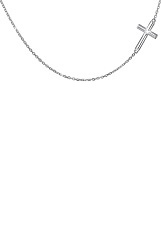 small catchy silver sideways cross girls necklace